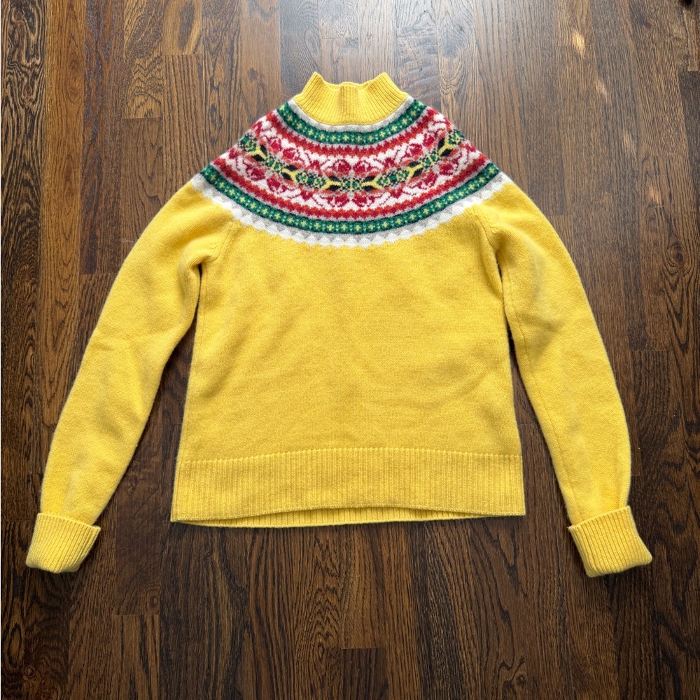 Brooks Brothers Yellow Fair Isle Turtleneck Sweater